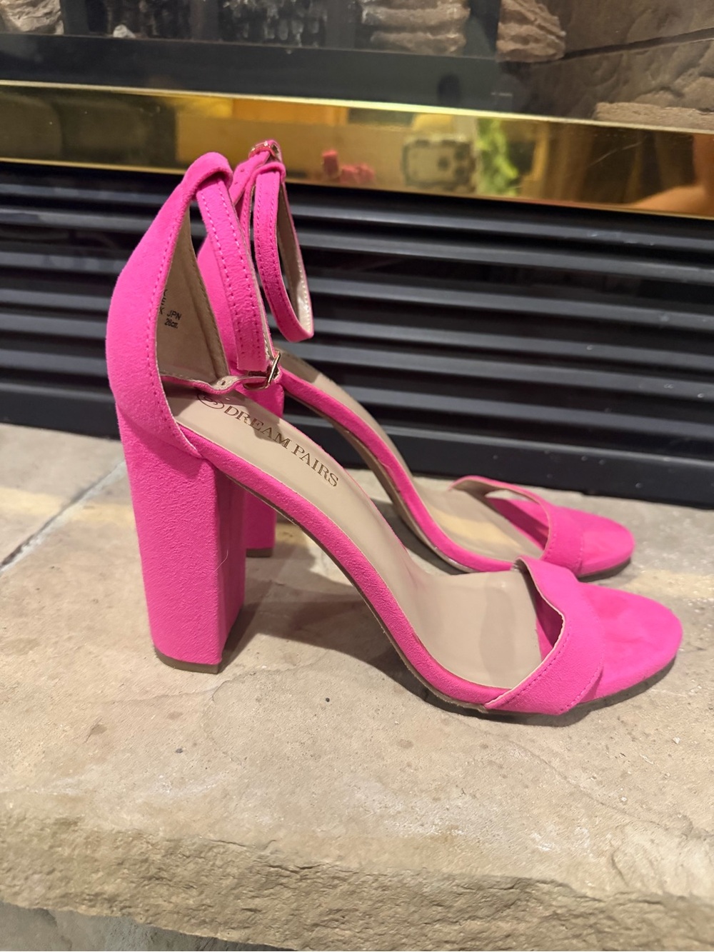 Dream Pairs Hot Pink Block Heel Ankle Strap Sandals